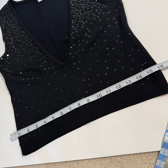 Alberto Makali Elegant Black Sequin/Bead Plunging Neck Sleeveless Top/Vest Large - Picture 8 of 8